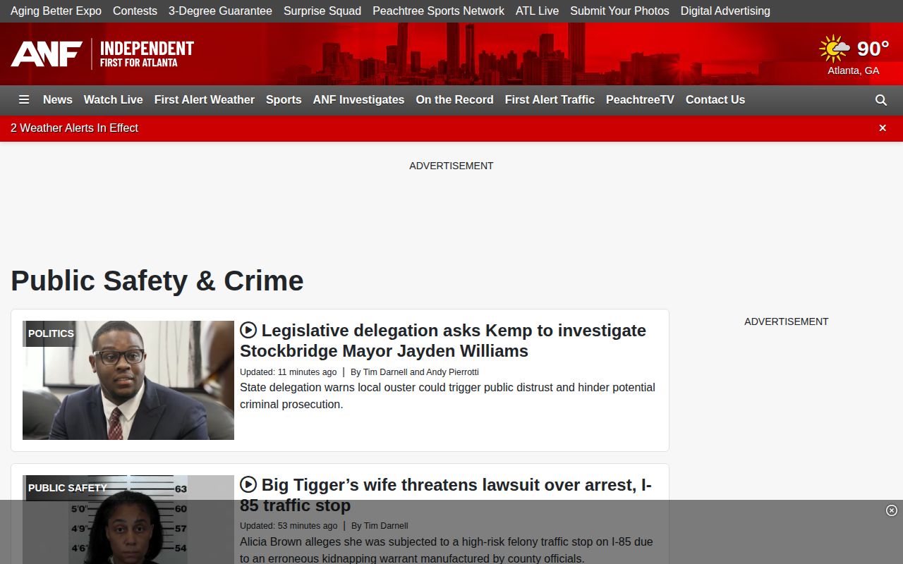 Atlanta News First Fulton County crime news section with local public-safety reporting