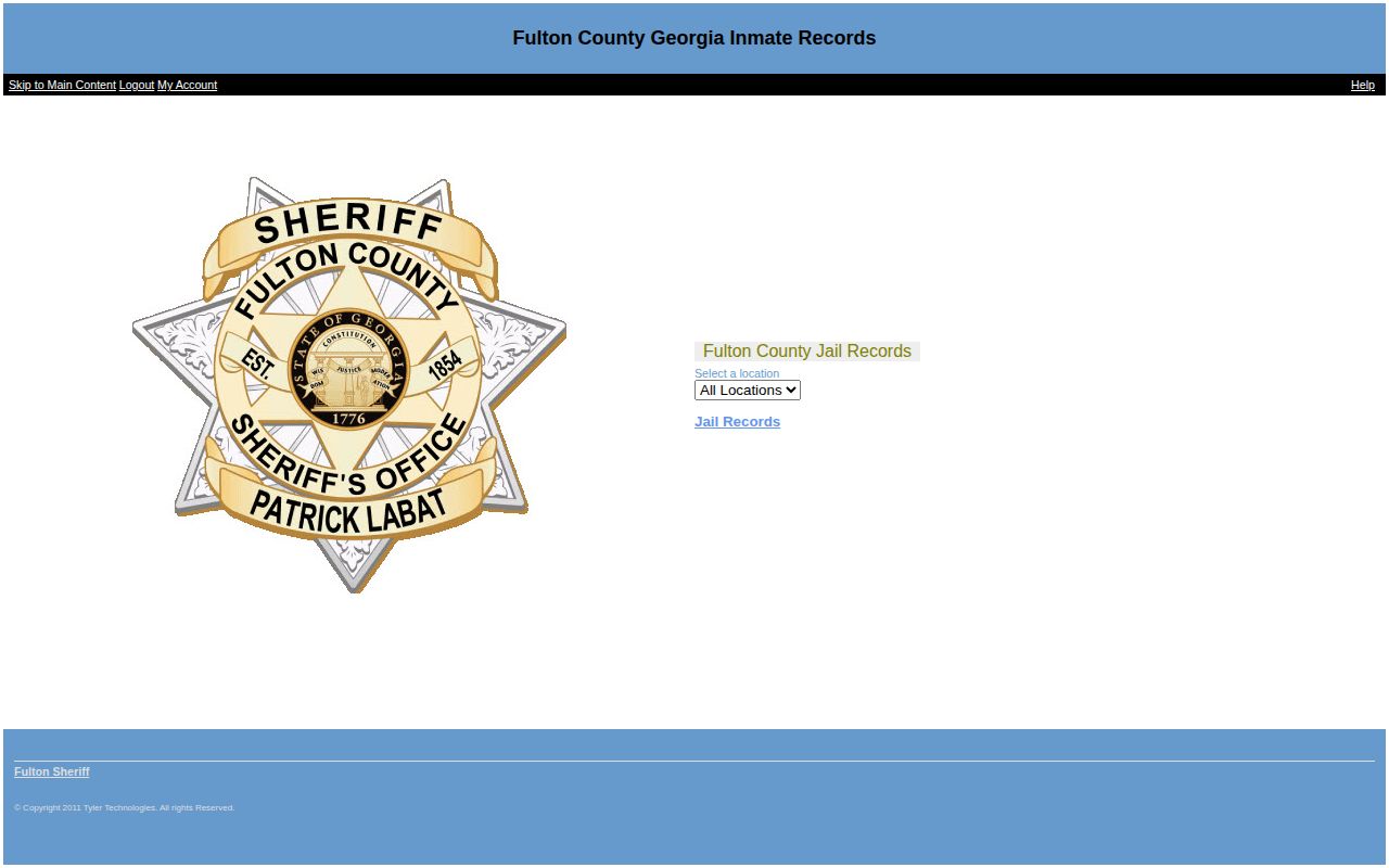 Tyler Fulton County jail roster search for inmate booking records